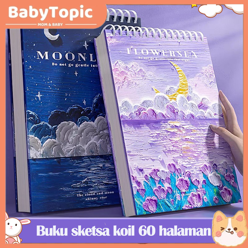

【Goodbata】Sketchbook A4 Aesthetic Buku Gambar Vertikal Jilid Spiral 60 Lembar/120 Halaman