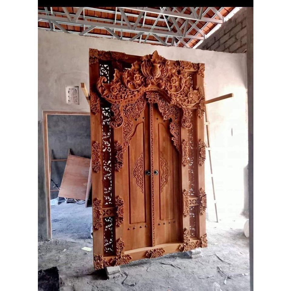 Pintu Gapura Bali | Pintu Gebyok Ukir Jati Jepara | Gebyok Ukir Jepara Ukuran 150x250 CM