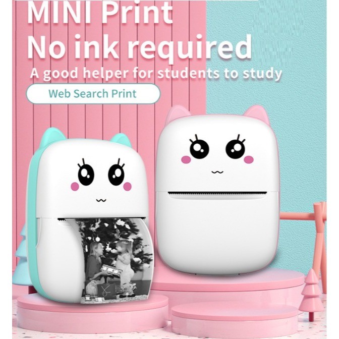

SMARTCOM - Mini Printer Thermal Bluetooth 58mm Cute CAT Cetak Gambar Foto Memo