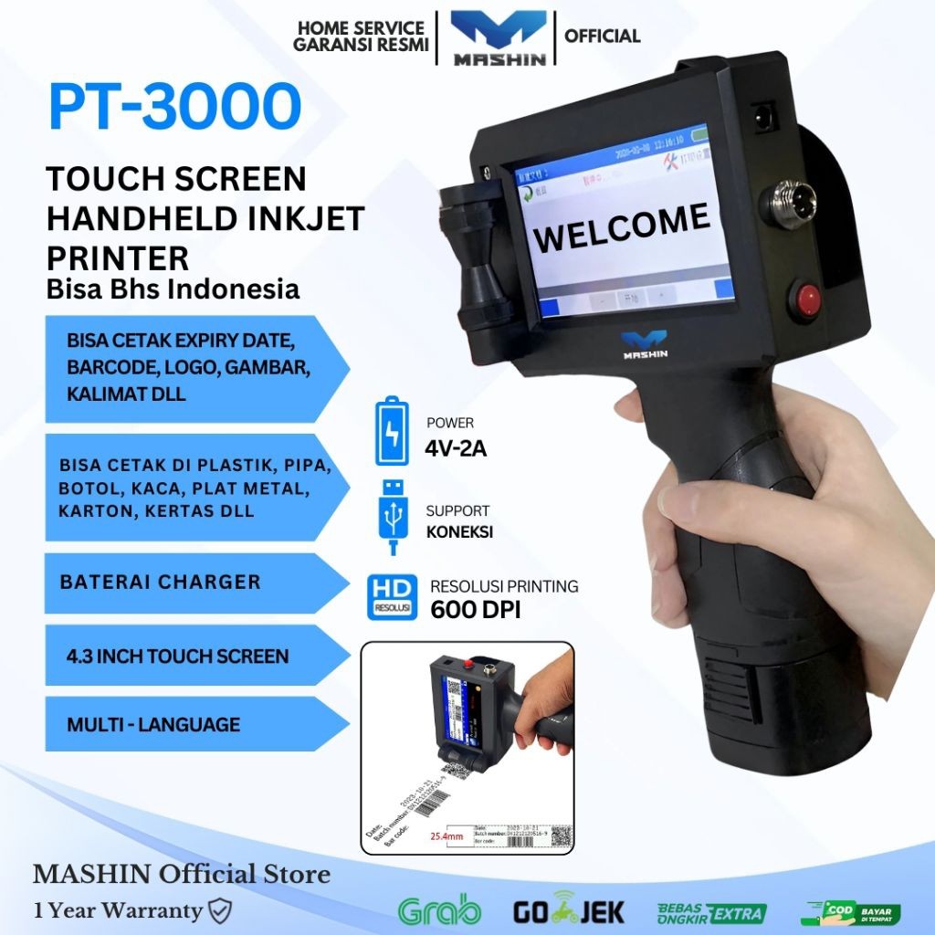 

Mashin - Mesin Printer Handheld Inkjet Pencetak Expired Date Logo And Barcode Portable