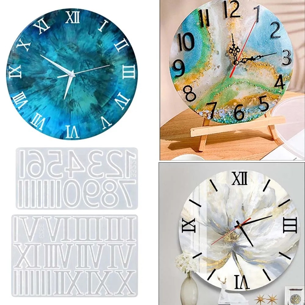 

Arabic Roman Number Clock Resin Mold Round Epoxy Casting Silicone Mould For DIY Crafts Home Decoration Wall Hanging Ornaments