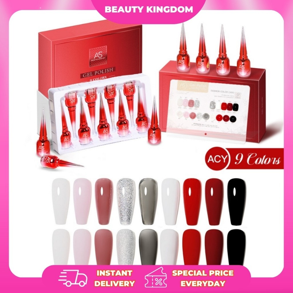 AS ACY SET BASIC GEL COLOR ISI 9 WARNA NAIL ART POLISH SET KUTEK ANOTHER SEXY ORIGINAL