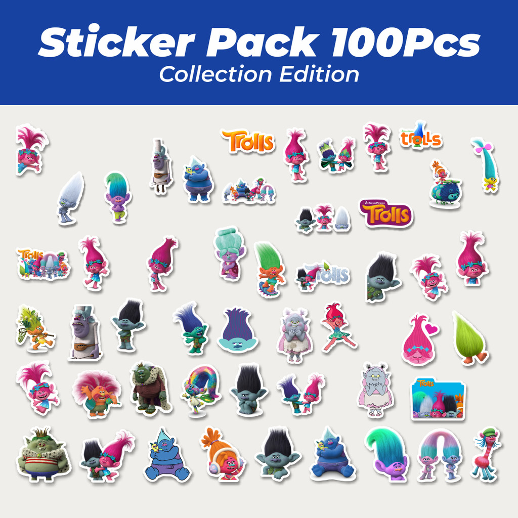 

Hot Stiker Kartun Series The Trolls Mix Lucu Anti Air Stikers Berperekat Waterproof Sticker Decal Buat Motor Helm Buku Journal Koper Casing HP Laptop Botol Minum