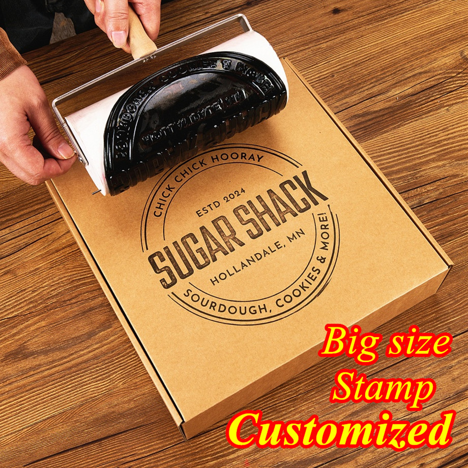 

Customized Rubber Roller Stamp | Large Size Logo Stamp Personalized Seal | for Business Paper Packaging