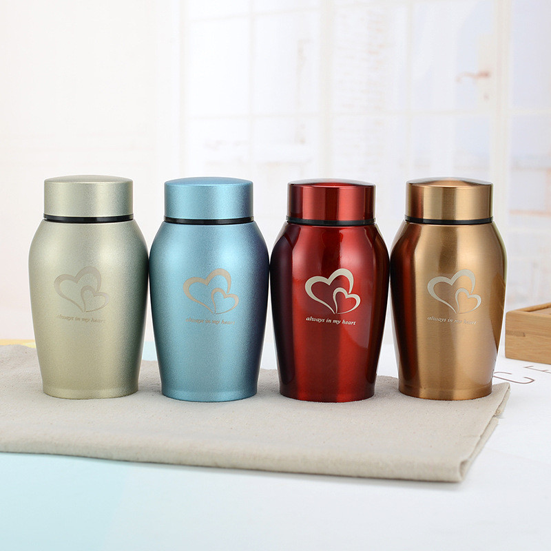 

Multi color stainless steel dog Urns dog cat bird mouse ashes Urn dog sealed funeral pet souvenir jar