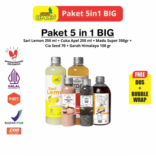 

Paket Diet Detox 5in1 Paket Hemat Cuka Apel Sari Lemon ChiaSeed Madu Hutan Garam Himalaya-BPOM HALAL Oke_lemon.jaktim