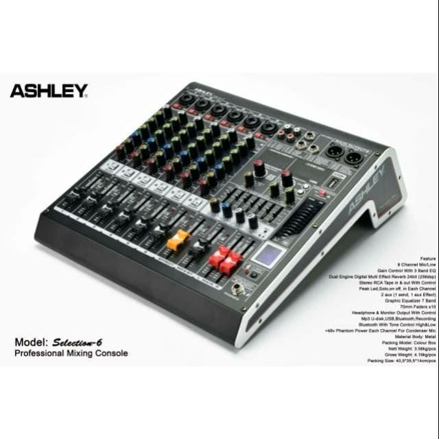 Mixer Ashley 6 Channel Selection-6 Bluetooth Usb Equalizer Original