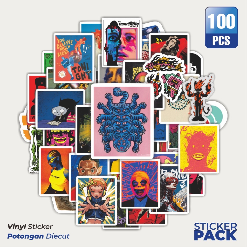 

Super Hemat! 100 PCS Stiker Random V7 Waterproof Aesthetic- Untuk Laptop, Motor, dan Helm - Paper Stationery Pack