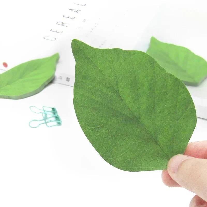 

2 Pcs Korean Stationery Cute Green Leaf Shape Memo Pad Sticky Notes Diy Kawaii Refreshing Style Paper Sticker Pads