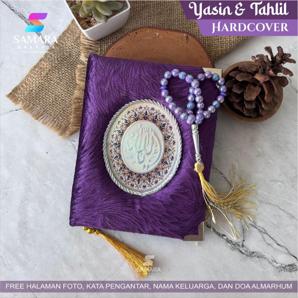 BUKU YASIN DAN TAHLIL HARDCOVER EMBOS PREMIUM BULU UNGU UNGU HALUS CUSTOM LENGKAP FOTO ALMARHUM ARAB