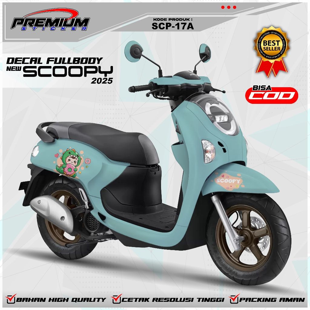 Stiker Decal Scoopy New 2025 / Stiker Motor Fullbody Scoopy Gambar Kartun Dino Gemas Terbaru /SCP-17