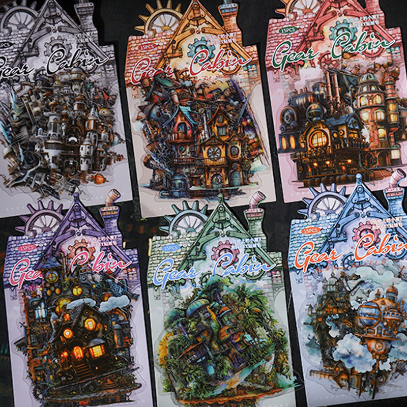 

Mr. Paper 45 pcs House on a Gear Series PET Stickers Handbook Material Collage DIY Photo Frame Photo Album Diary Notebook Card