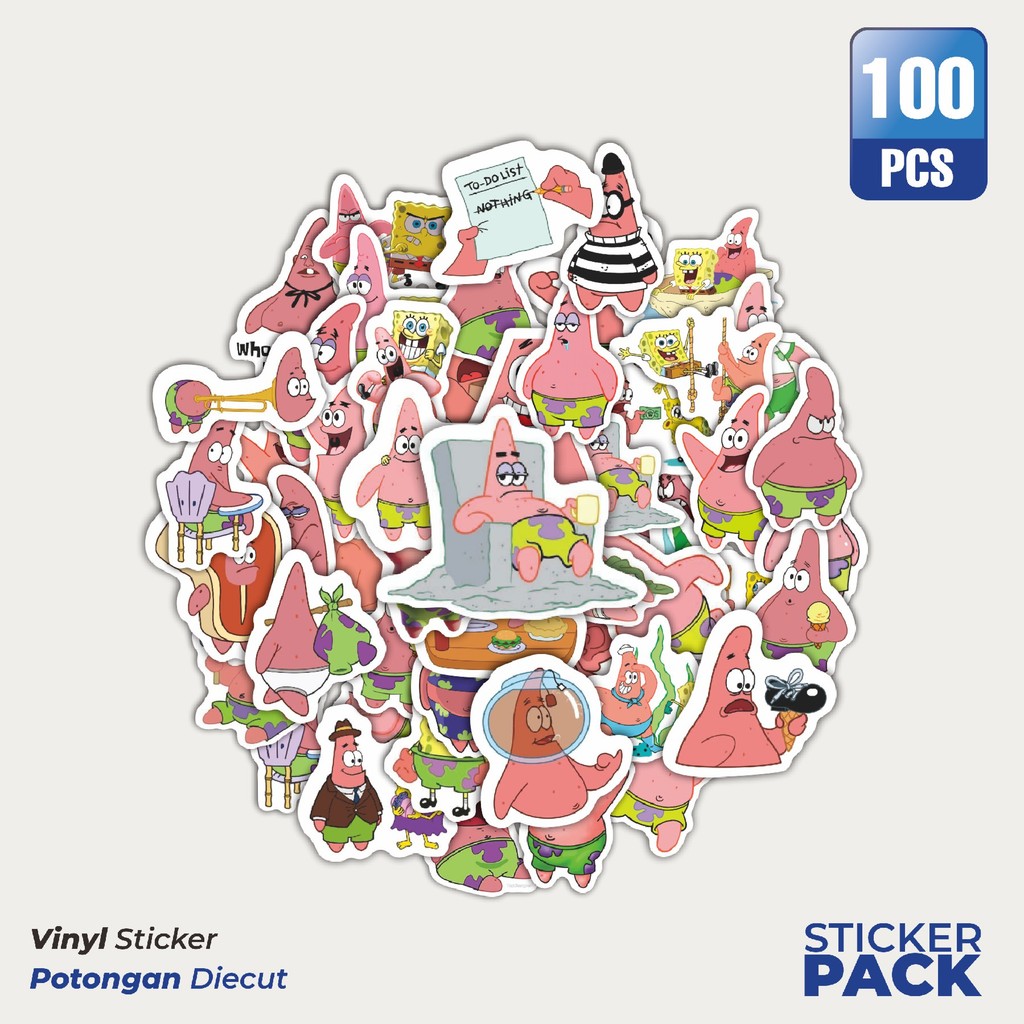 

Super Hemat! 100 PCS Stiker Kartun Patrick Star V2 Waterproof Aesthetic- Untuk Laptop, Motor, dan Helm - Paper Stationery Pack