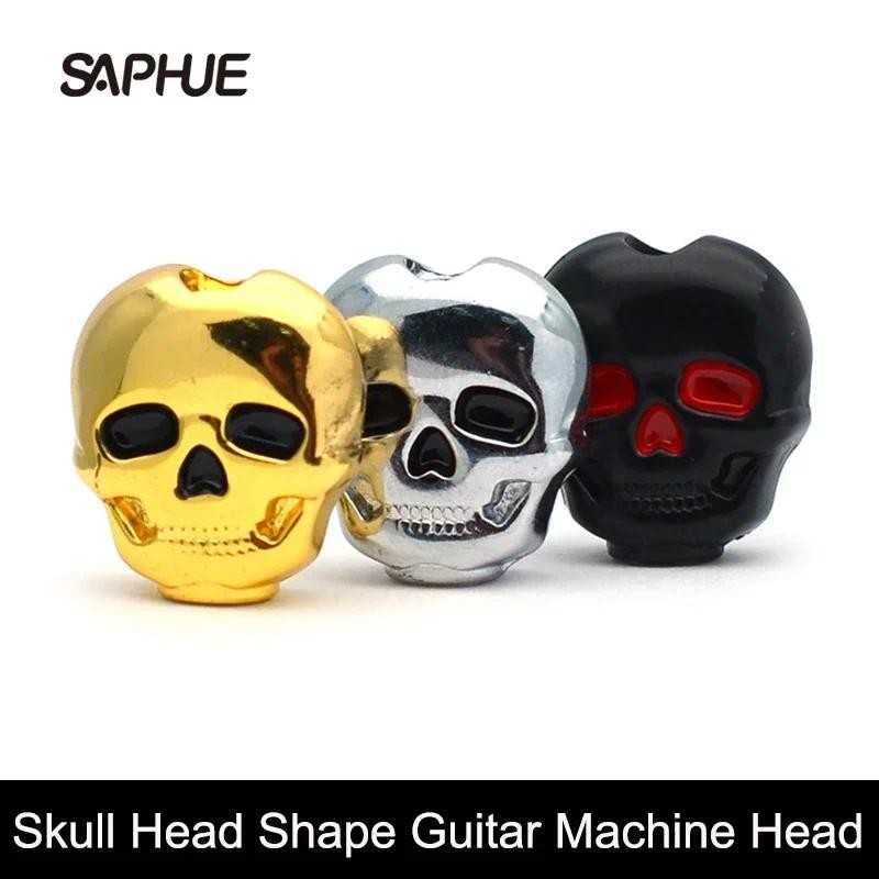 6pcs Plastic Skull Head Shape Guitar Tuning Peg Tuner Ma  ine Head Replacement Button knob Handle Bl