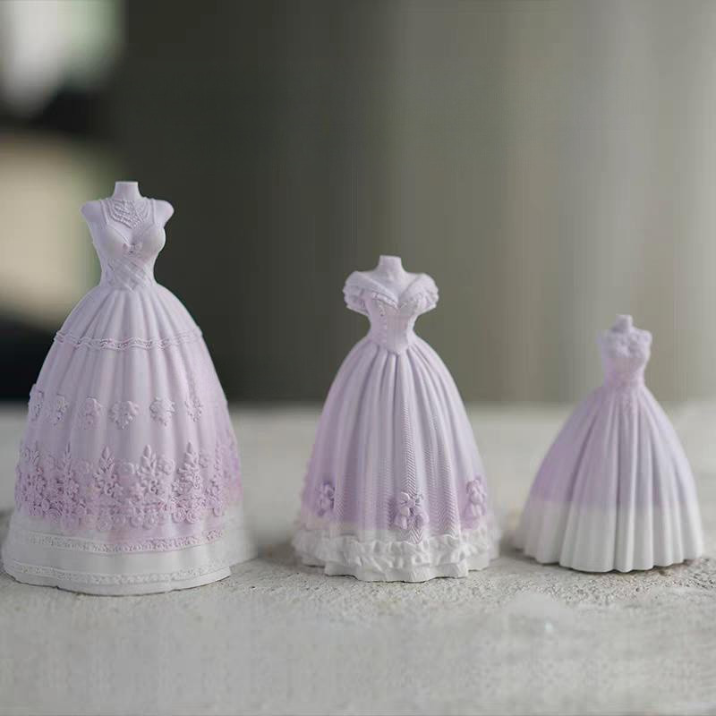 

3D Wedding Dress Shape Aromatherapy Plaster Crafts Silicone Mold DIY Scented Candle Decoration Gypsum Handicrafts Molds