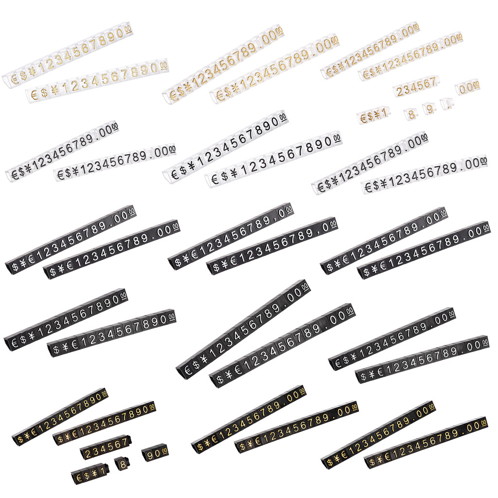 

Uxcell 10Sets Golden Silvery Black Number Letter Adjustable Mini Cube Price Tag Display Stand Tag Label Sets of Number Labels