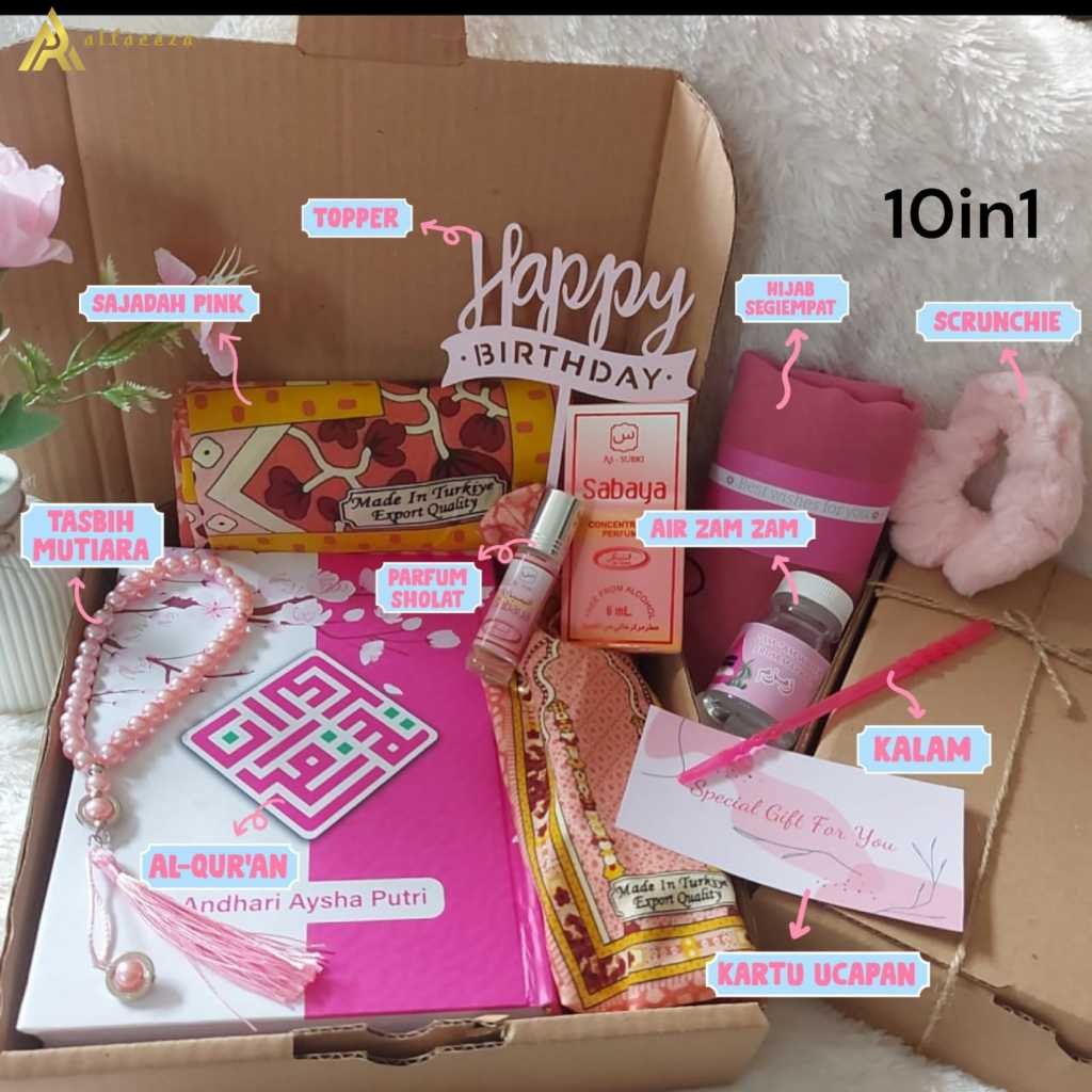 

Alfareza - Variasi Pink Hampers Series Pink Quran Custom Sajadah Hijab Tasbih Kado Cewek Gift Box Muslimah