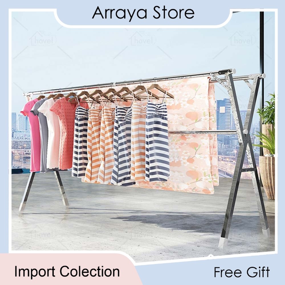 Rak Jemuran Baju Outin Stainless Steel Jemuran Baju Lipat Stainless Anti Karat 【Arraya Shop】