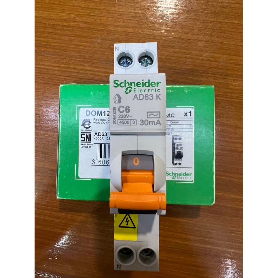 ELCB RCBO Slim Domae Schneider 1P 6A 1P+N 6A 30MA Original New