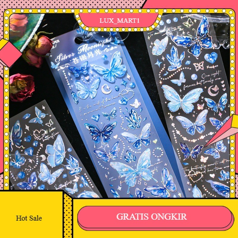 

【LUX_M1】FLASH SALE!! 3 Lembar Stiker Laser Kupu Kupu Sticker DIY Diary Notebook Stiker Timbul Foil Emas