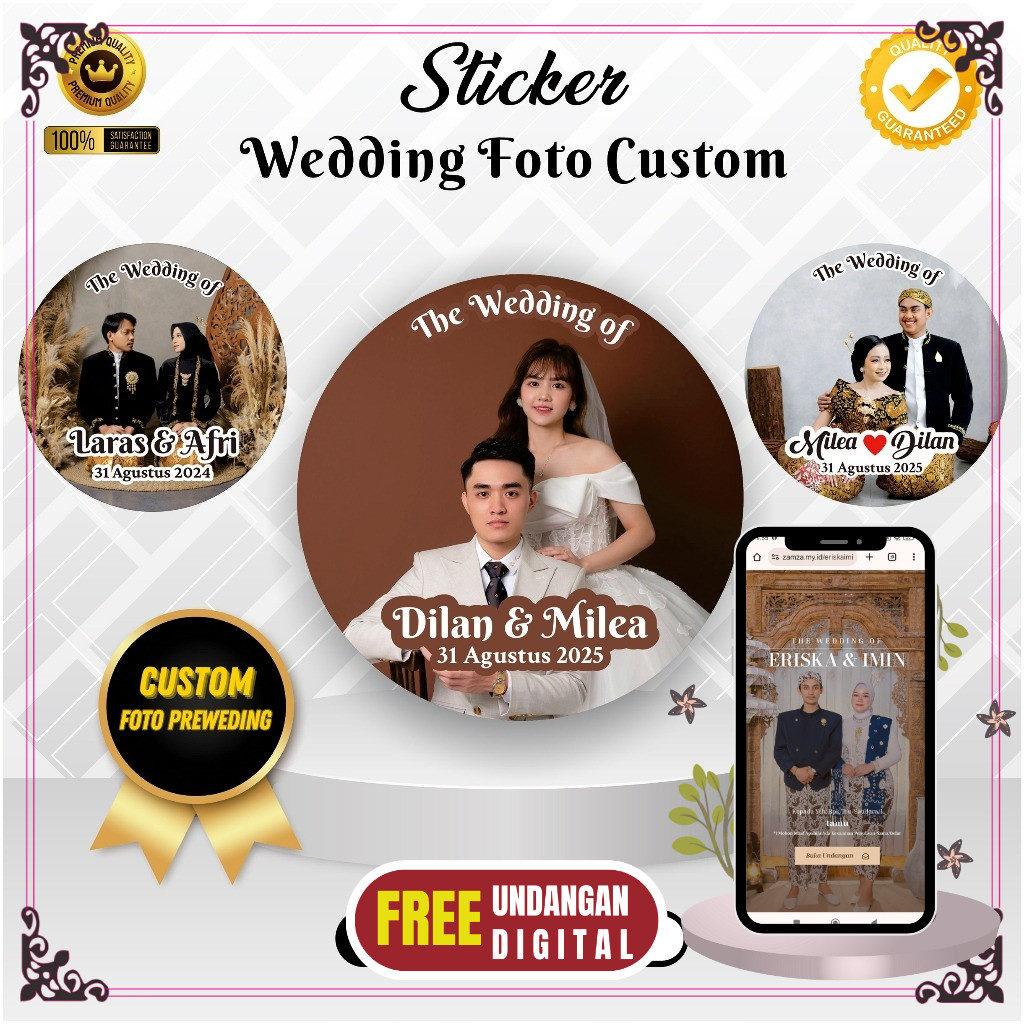 

(FREE UNDANGAN DIGITAL) Stiker Wedding Custom Foto Untuk Souvenir Pernikahan