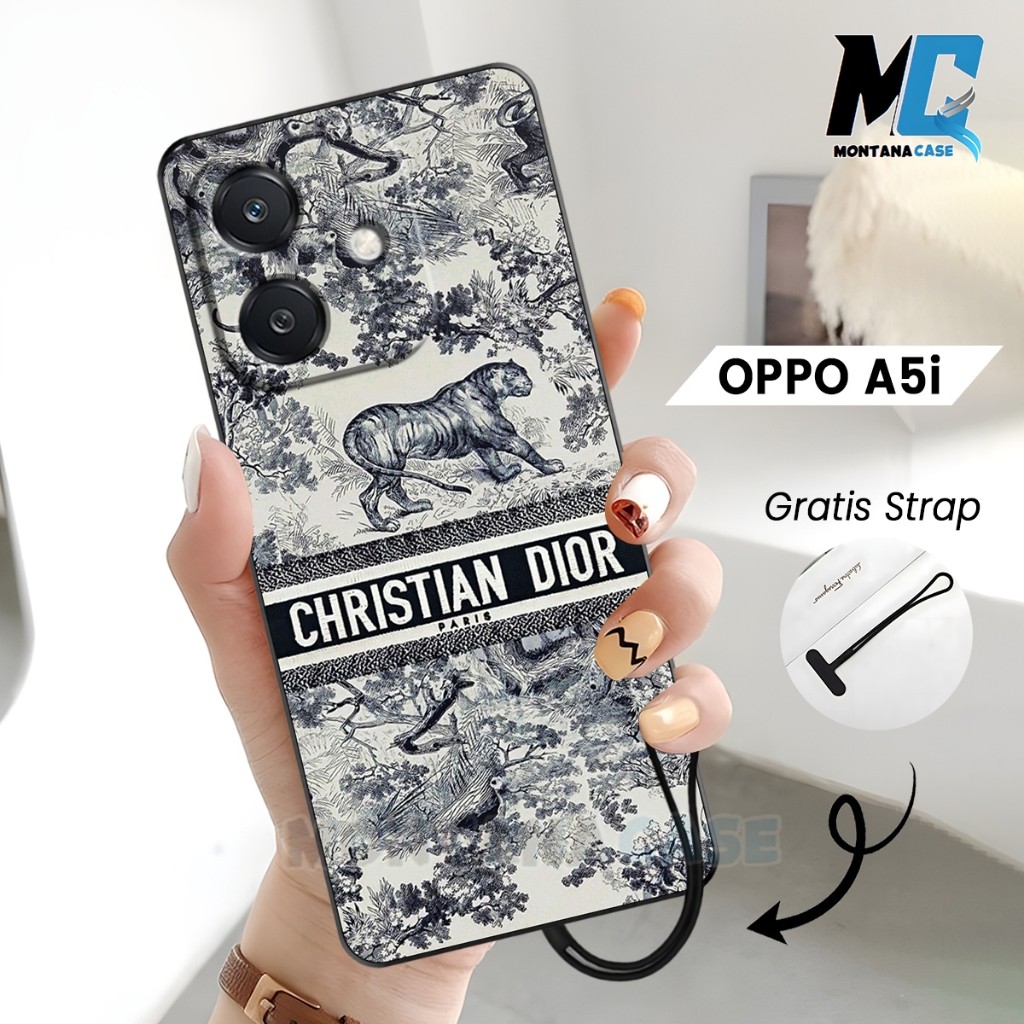 Casing Custom Oppo A5i | Oppo A3X Terbaru 2025 Motif C Dior  - Softcase Silikon lentur Gratis strap 