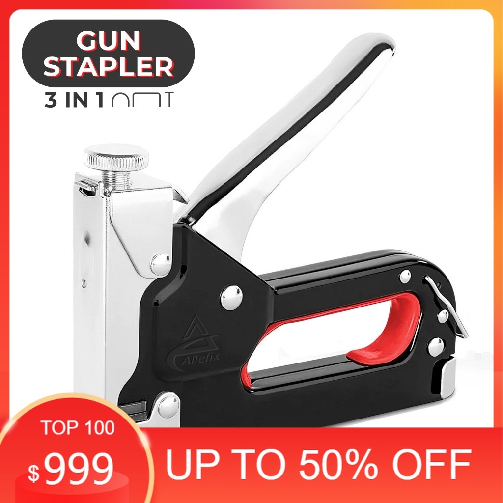 

Allefix Stapler Tembak Gun Tacker Alat Staples Paku Tembak 3in1 Multifungsi- 6684