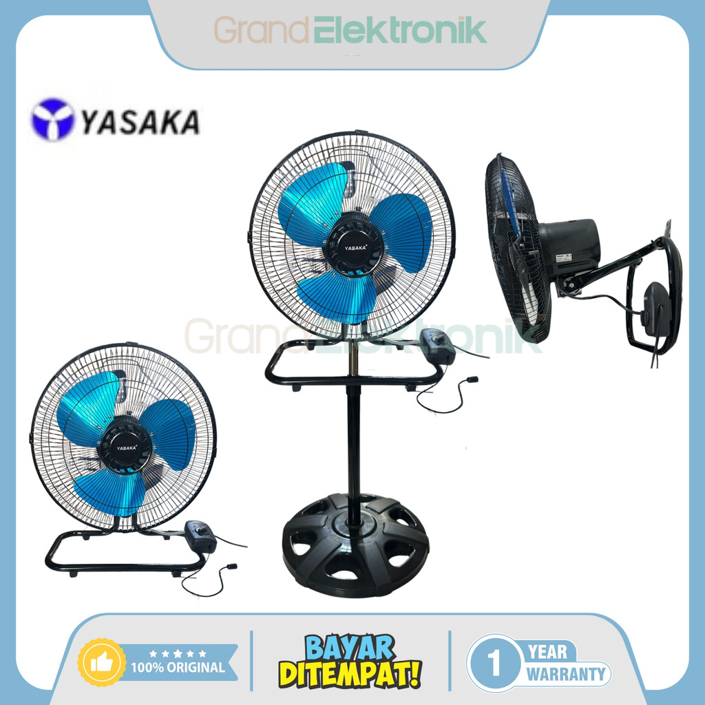 [COD READY] YASAKA 3 IN 1 STAND FAN , WALL FAN , DESK FAN / KIPAS TORNADO YSK-1218 (12 INCH)