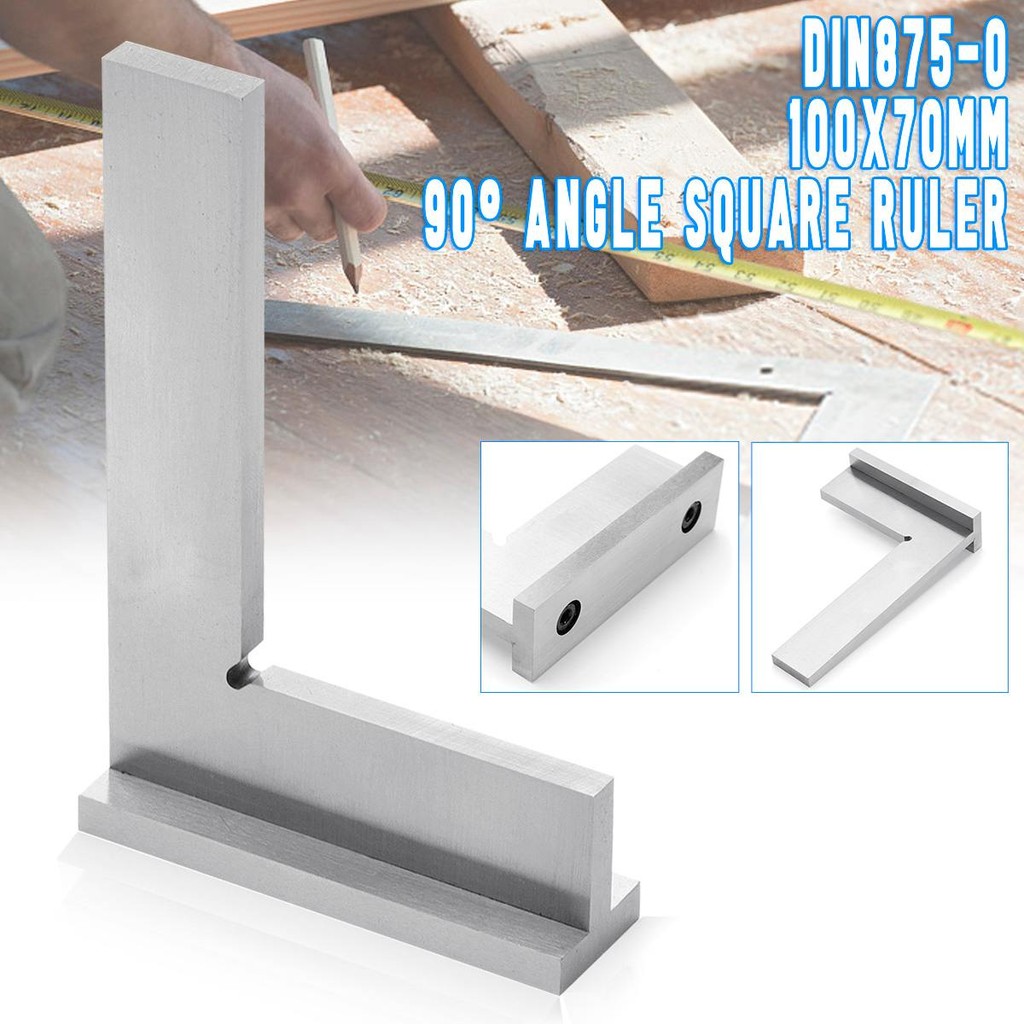 

Drillpro DIN875-0 Angle Square Ruler 100x70mm 90 Degree Corner Wide Base Gauge Stainless Steel Woodworking Tool