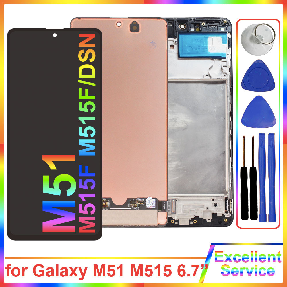 New AMOLED LCD for Samsung Galaxy M51 M515F LCD Display Tou Screen Digitizer for Samsung M515F/DSN L