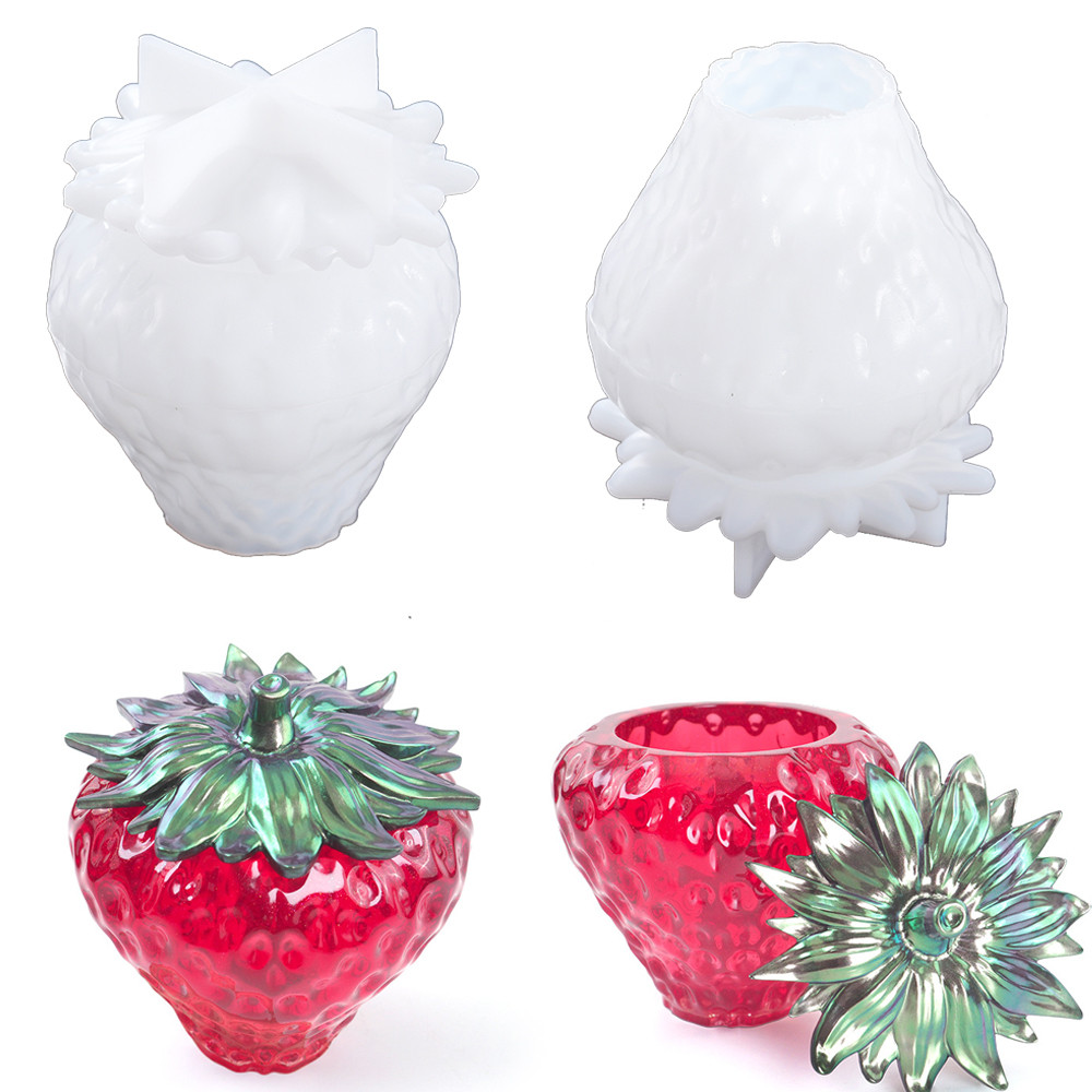 

DIY Crystal Epoxy Resin Mold Strawberry Storage Box Fruit Storage Jar Mirror Silicone Mold Jewelry Gift Craft Home Decoration