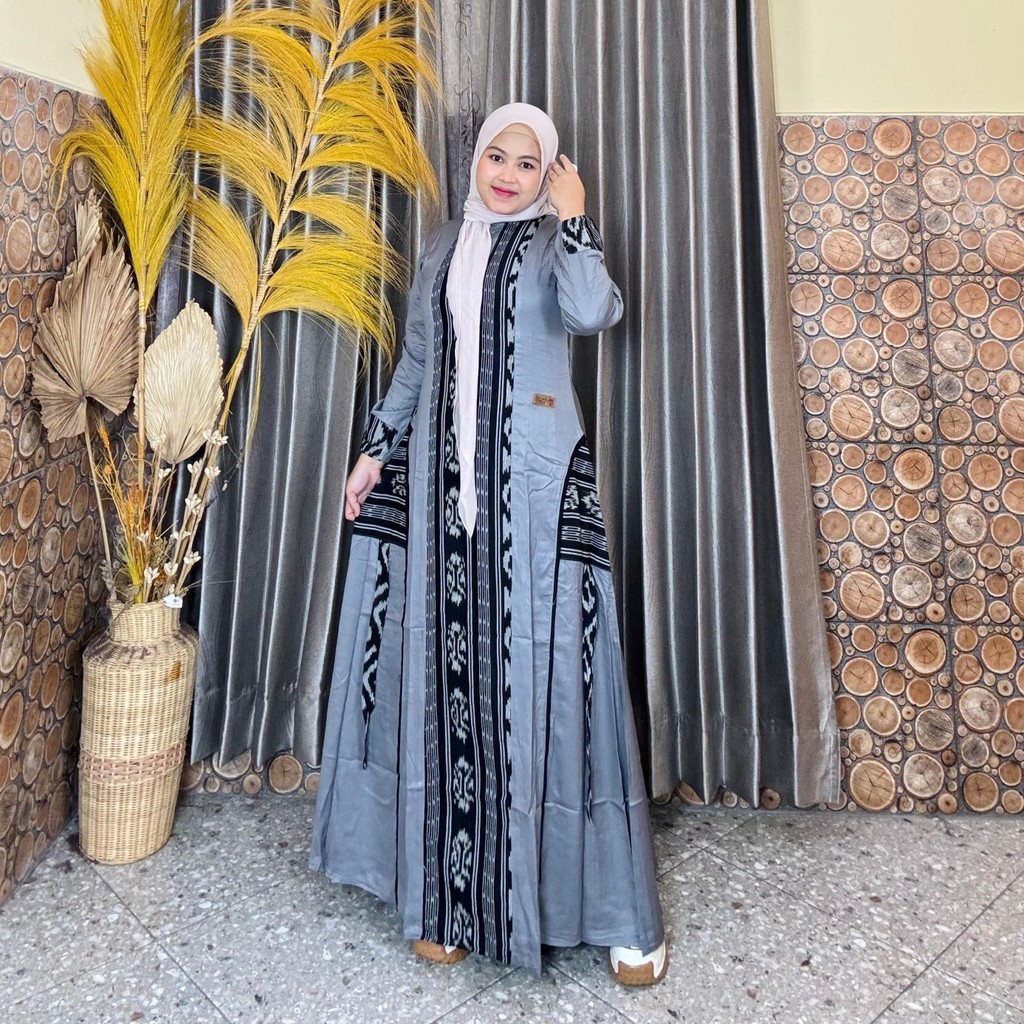 Gamis Amanda Nabila LD Besar Rayon Twill Premium Mix Kain Tenun Troso (TROSO RANDOM) (Free Pouch, Go