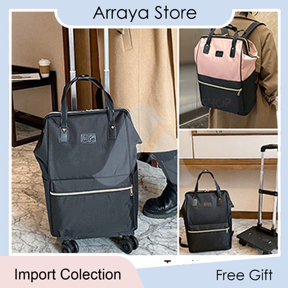 Tas Ransel Roda Traveling Bag Tas Koper Perjalanan Bagasi Pesawat Roda Dorong Tas Cabin Trolley 【Arr