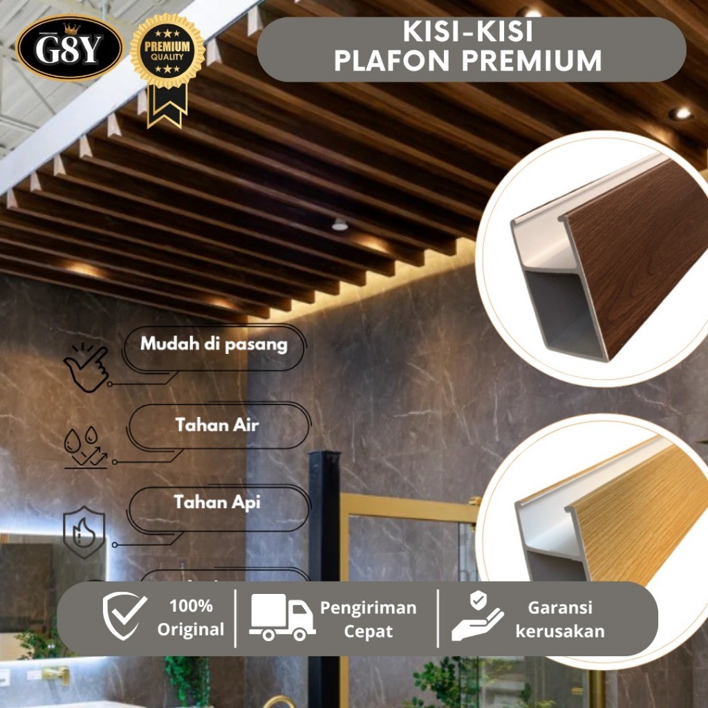 Kisi Kisi Plafon PVC | Plafon PVC | WPC Bar Ceiling | plafond PVC motif kayu | Plafond WPC