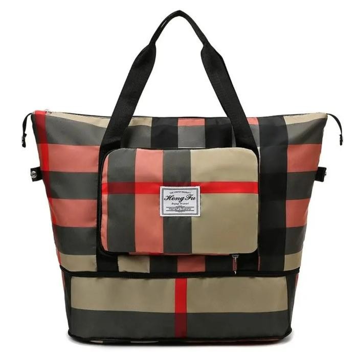 Terbaru TAS TRAVEL LIPAT DUFFEL BAG GYM BAG TRAVEL BAG - CREAM.