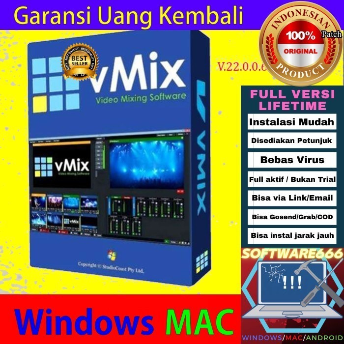 Software Virtual Video Mixer: vMix Pro 22 [Win 10 ONLY] - SOFTWARE - APLIKASI - PC