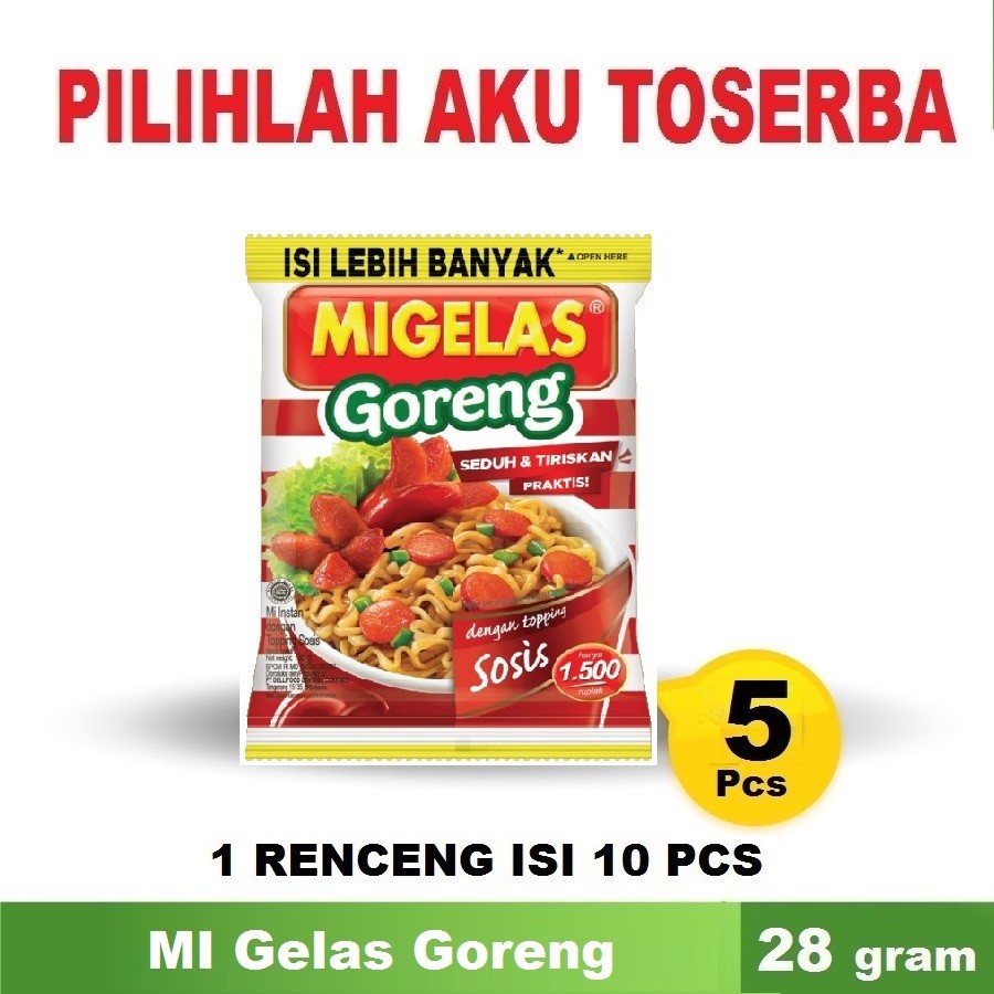 

Mie Gelas Migelas GORENG @35 Gr - (HARGA 1 Renceng isi 5 Pcs)