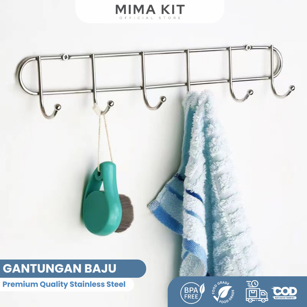 Gantungan Baju Dinding Gantungan Tas Stainless Kuat Anti Patah YJ08