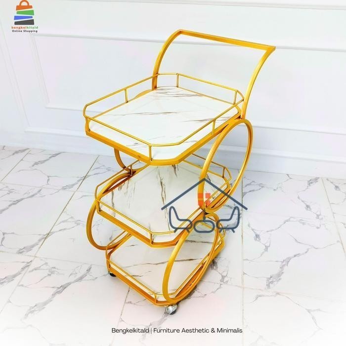 Albertha Rak Serbaguna Troli | Rak Susun Mewah Rak Mulfungsi| Rak Troli Susun Serbaguna Rak Dapur - 