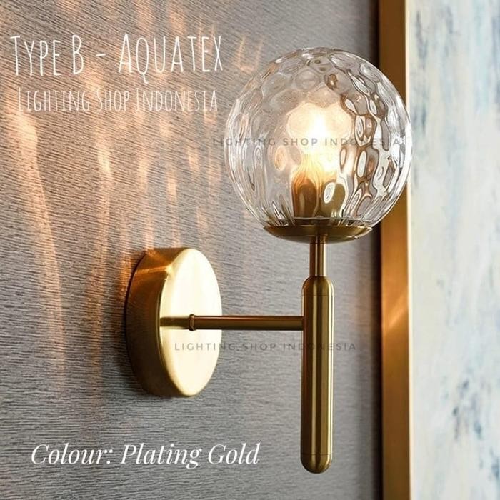 Lampu dinding gold kaca modern minimalis - Body gold, Kaca susu