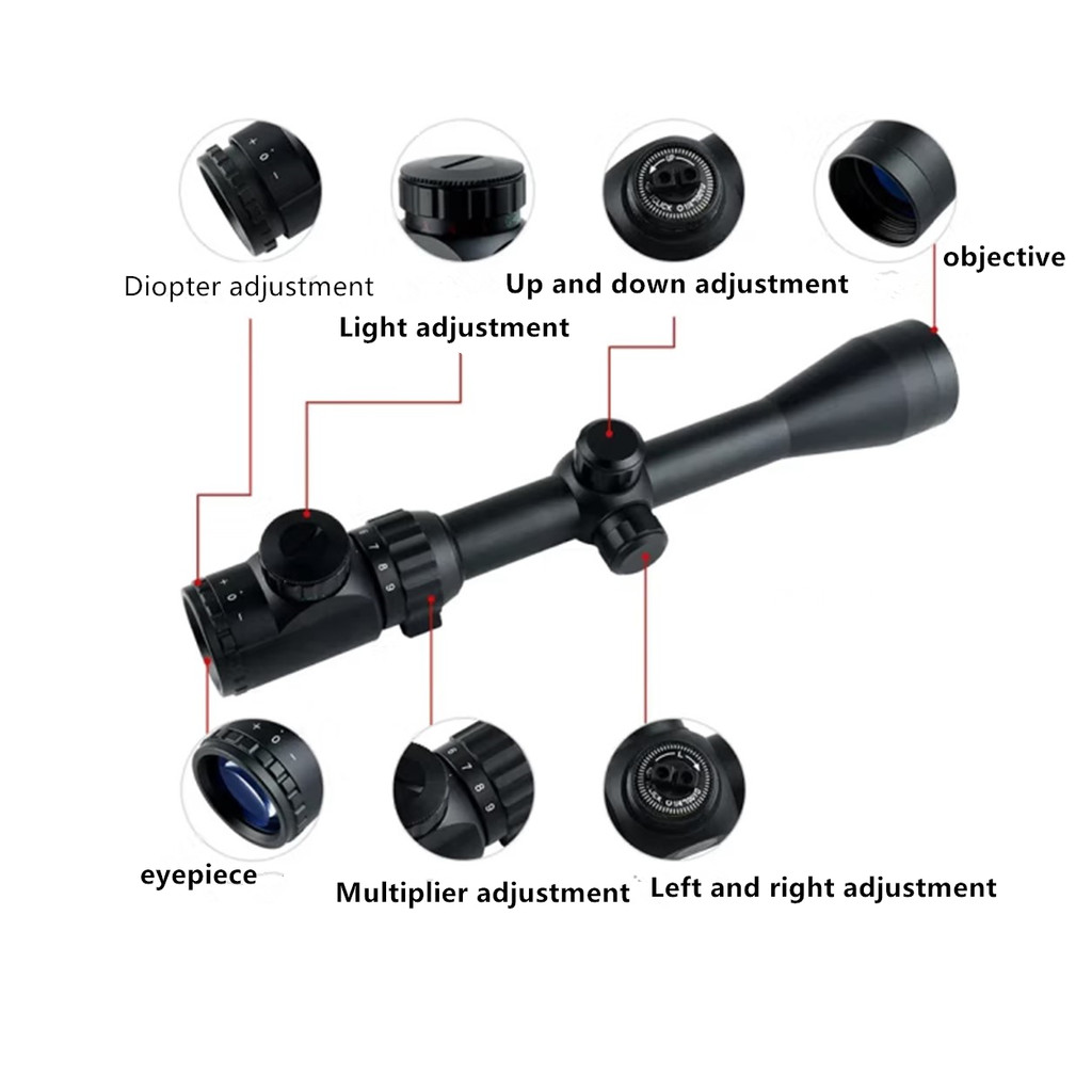 Riflescope 3-9x40 Rifle Sniper Scope Red or Green Illuminated Optical with Mounts Mil Dot Fit Free C