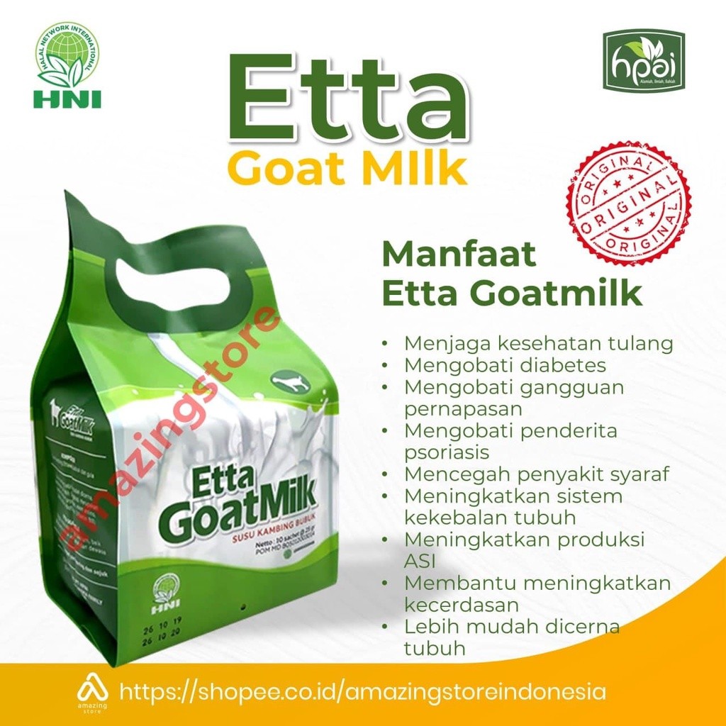 

ETTA GOAT MILK HNI HPAI | Susu Kambing HPAI | Herba Nutrisi Alami Stamina