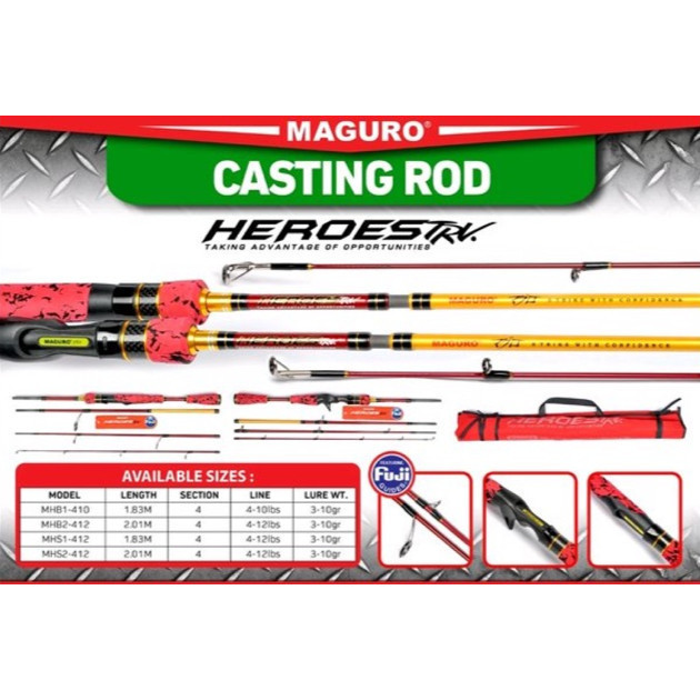 Joran Maguro Heroes 180cm 4-10lb joran spinning sambung 4