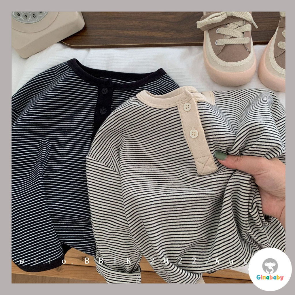 GINABABY GB100 KAOS LENGAN PANJANG ANAK LAKI LAKI MOTIF GARIS SALUR