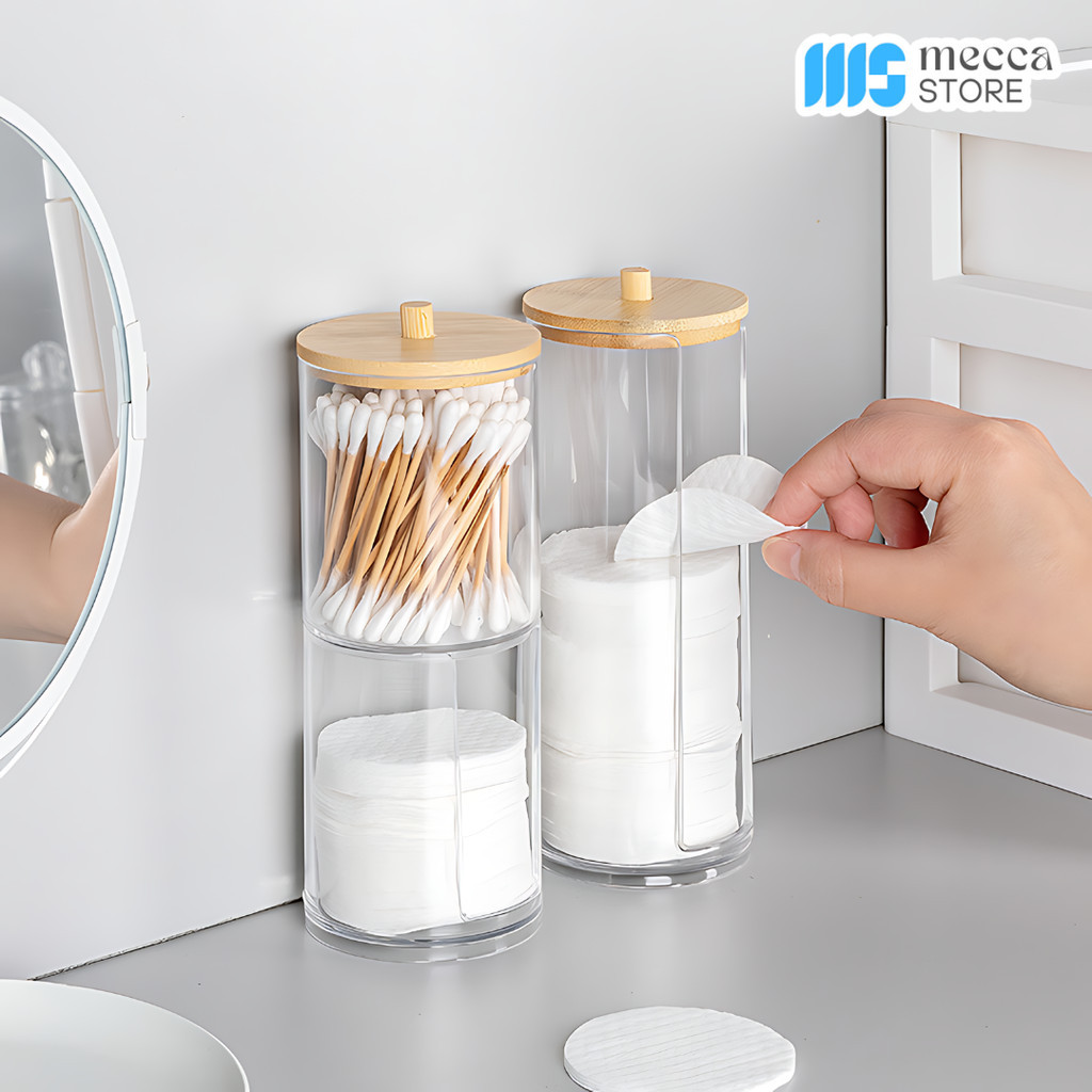 Tempat Kapas Cotton Bud Toples Plastik Make Up Organize