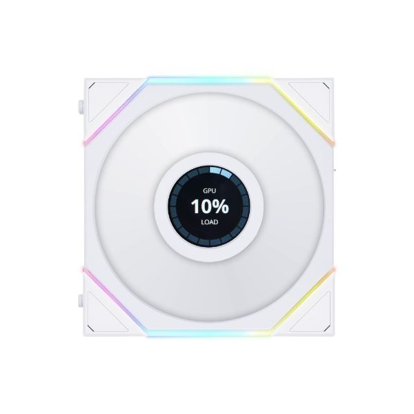 LIAN LI UNI FAN TL LCD140 Reverse Blade WHITE Single Pack with 1.6” LCD SCREEN