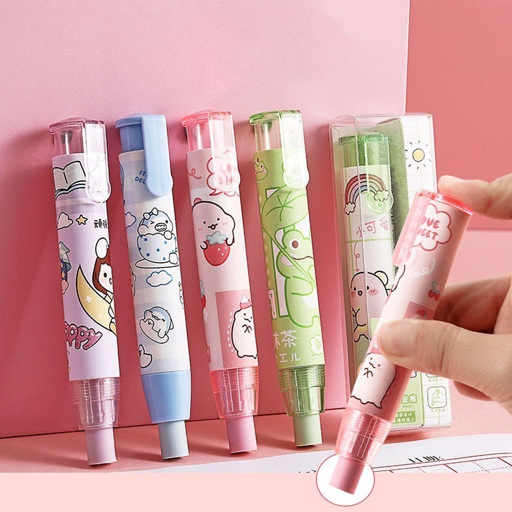 

SURABAYA Winzige 3 in 1 Penghapus Pensil Mekanik Eraser Push Eraser Lucu Sliding Eraser Penghapus Bentuk Lipstick Hapusan Eraser Lipstik Alat Tulis Stationery