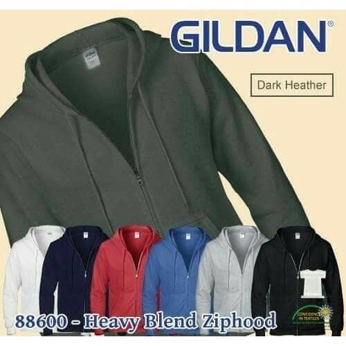 PROMO Gildan Jaket Hoodie 88600 Original dengan sleting hooded polos import - Hitam, XL TERMURAH