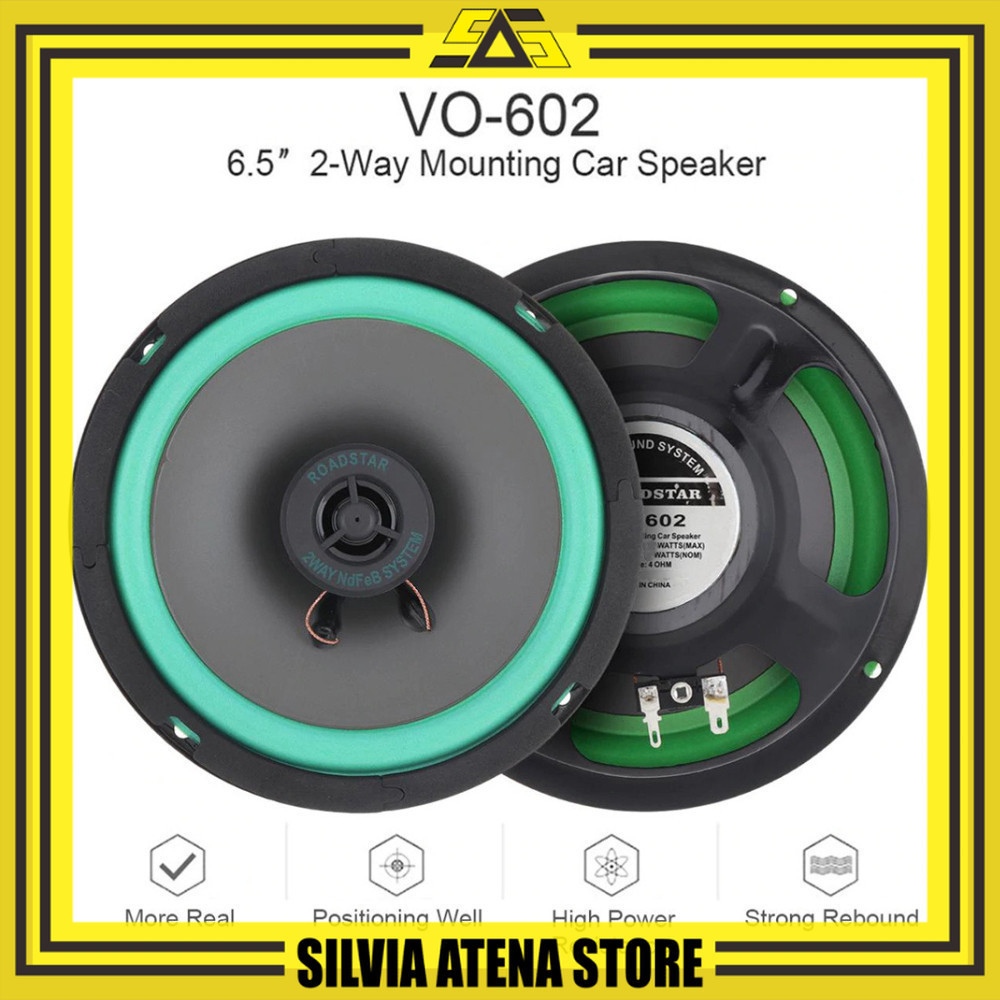SILVIA ATENA STORE-Speaker Subwoofer Mobil HiFi 6.5 Inch 200W 1 PCS - VO-602 - Green ROADSTAR speake