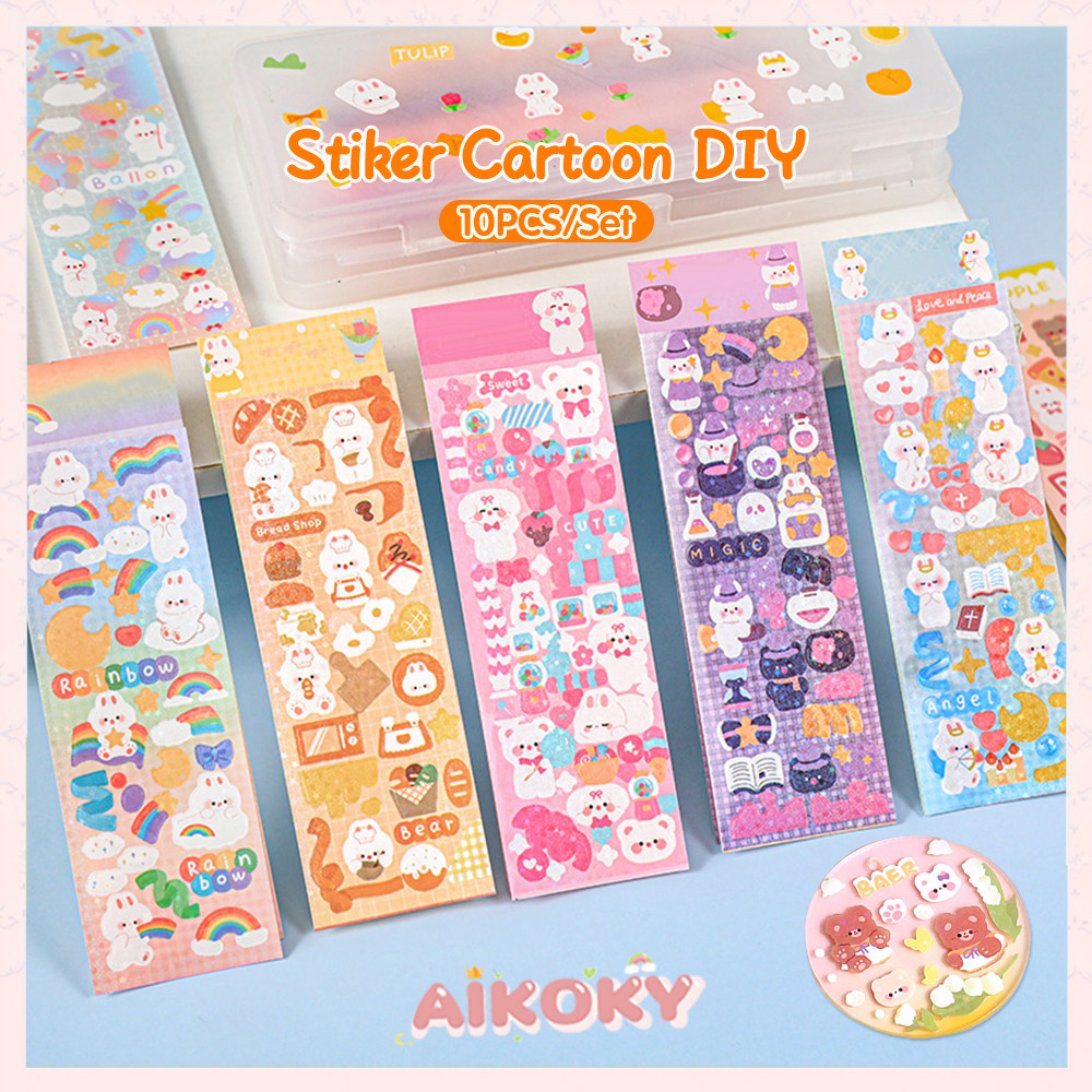 

AIKOKY 10PCS/Set Stiker Cartoon DIY Untuk Deco Journal